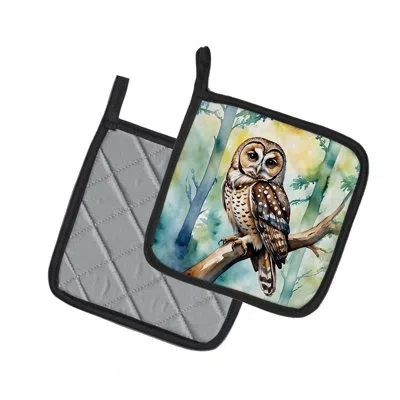 Caroline's Treasures Spotted Owl Pair Of Pot Holders In Multicolor