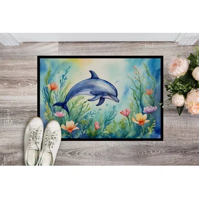 Caroline's Treasures Spring Dolphin Doormat In Multicolor