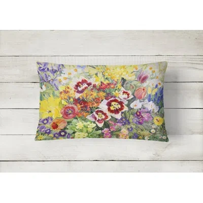 Caroline's Treasures Spring Floral By Anne Searle Fabric Indoor/outdoor Throw Pillow In Multicolor
