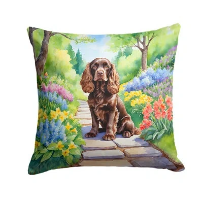 Caroline's Treasures Spring Path Other/no Pattern Indoor/outdoor Throw Pillow In Multicolor
