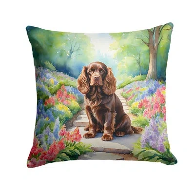 Caroline's Treasures Spring Path Other/no Pattern Indoor/outdoor Throw Pillow In Multicolor