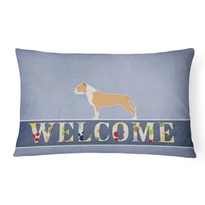 Caroline's Treasures Staffordshire Bull Terrier Welcome Lumbar Pillow
