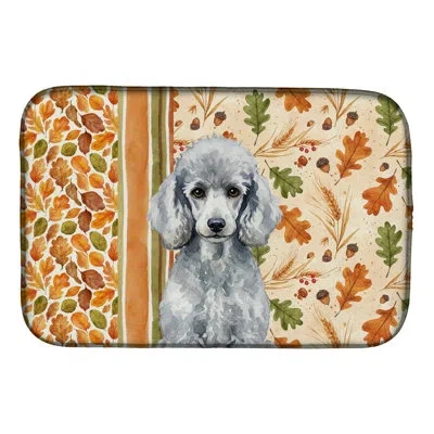 Caroline's Treasures Standard Silver Poodle Heirloom Fall Dish Drying Mat In Natural