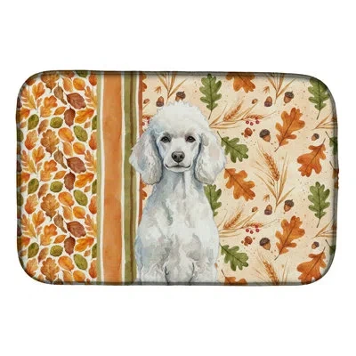 Caroline's Treasures Standard White Poodle Heirloom Fall Dish Drying Mat In Natural
