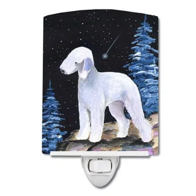 Caroline's Treasures Starry Bedlington Terrier Ceramic Night Light In Black;brown