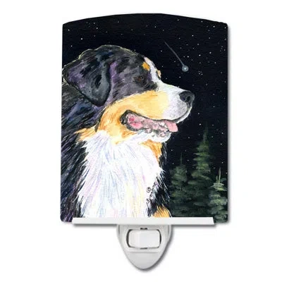 Caroline's Treasures Starry Bernese Mountain Dog Ceramic Night Light In Black
