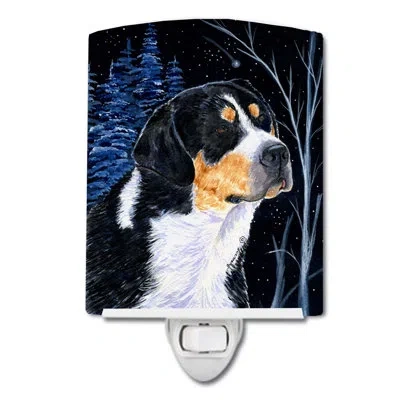 Caroline's Treasures Starry Bernese Mountain Dog Ceramic Night Light In Black