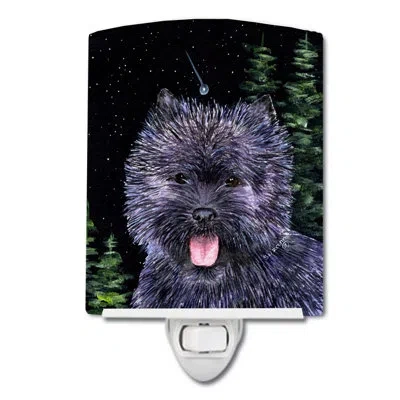 Caroline's Treasures Starry Cairn Terrier Ceramic Night Light In Black