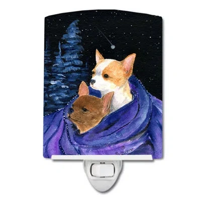 Caroline's Treasures Starry Chihuahua Ceramic Night Light In Black