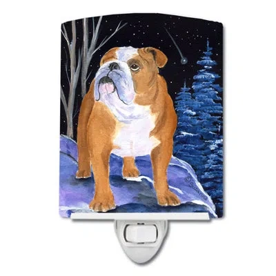 Caroline's Treasures Starry English Bulldog Ceramic Night Light In Blue;white