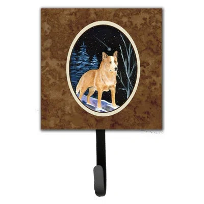 Caroline's Treasures Starry Night Australian Cattle Dog Leash Holder And Wall Hook In Brown