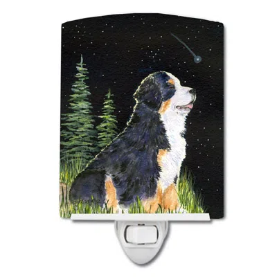 Caroline's Treasures Starry Night Bernese Mountain Dog Ceramic Night Light In Black
