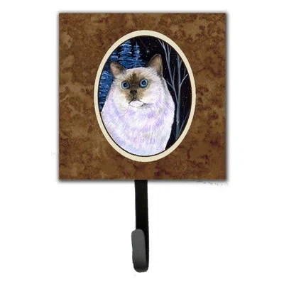 Caroline's Treasures Starry Night Birman Cat Leash Holder And Wall Hook In Brown