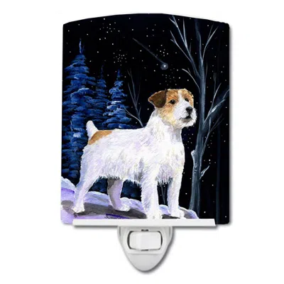 Caroline's Treasures Starry Night Jack Russell Terrier Ceramic Night Light In White