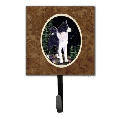 Caroline's Treasures Starry Night Karelian Bear Dog Leash Holder And Wall Hook In Brown