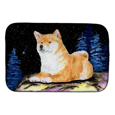 Caroline's Treasures Starry Night Shiba Inu Drying Mat In Black