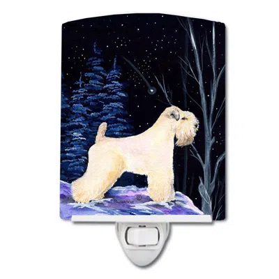 Caroline's Treasures Starry Night Wheaten Terrier Soft Coated Ceramic Night Light In Neutral