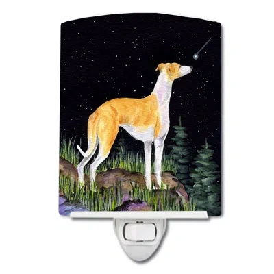 Caroline's Treasures Starry Whippet Ceramic Night Light In Black