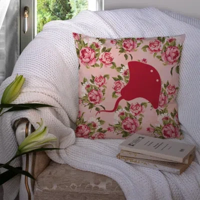 Caroline's Treasures Stingray Shabby Elegance Pink Roses Floral 14" Throw Pillow
