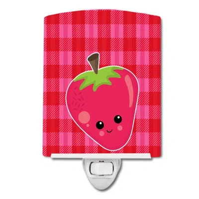 Caroline's Treasures Strawberry Face Ceramic Night Light In Red