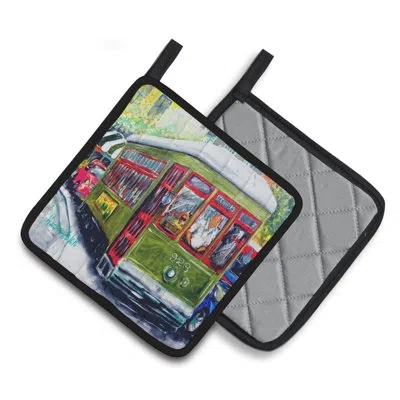 Caroline's Treasures Streetcar Mid Summer Potholder In Green