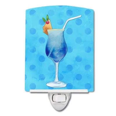 Caroline's Treasures Summer Cocktail Polka Dots Ceramic Night Light In Blue