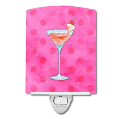 Caroline's Treasures Summer Martini Pink Polkadot Ceramic Night Light