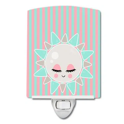 Caroline's Treasures Sun Face Ceramic Night Light In Gray