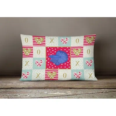 Caroline's Treasures Super Delta Tail Betta Love Indoor / Outdoor Patchwork Lumbar Pillow