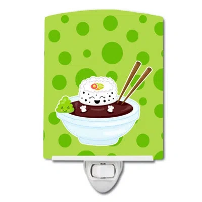Caroline's Treasures Sushi Bowl Ceramic Night Light In Green