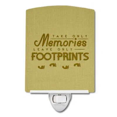 Caroline's Treasures Take Memories Leave Footprints Ceramic Night Light In Beige