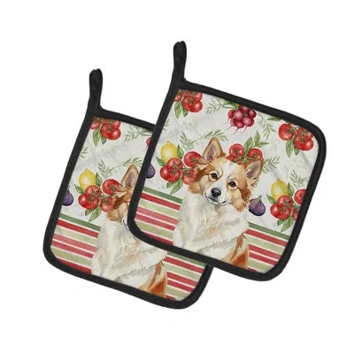 Caroline's Treasures Tan Icelandic Sheepdog Vegetables Pair Of Pot Holders In Multicolor