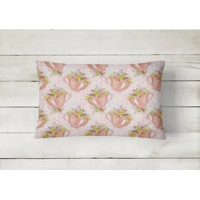 Caroline's Treasures Tea Cup And Flowers Indoor/outdoor Throw Pillow