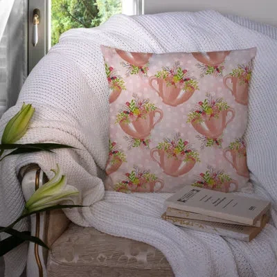 Caroline's Treasures Tea Cup And Flowers Outdoor Throw Pillow