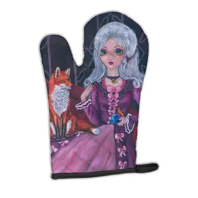 Caroline's Treasures Tea Time Fox Oven Mitt In Gray;purple