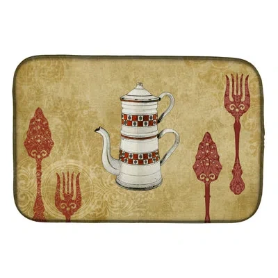 Caroline's Treasures Teapot Welcome Drying Mat In Brown