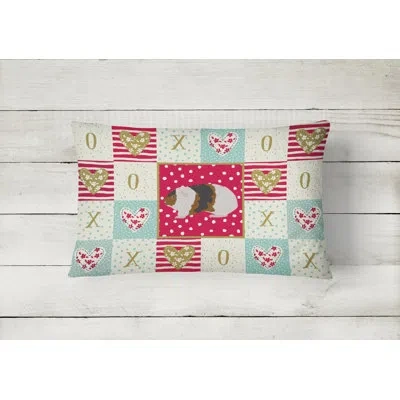 Caroline's Treasures Teddy Guinea Pig Love Outdoor Rectangular Cushion With Filling