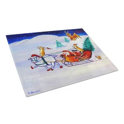 Caroline's Treasures Tempered Glass Corgi Highhacked Santa Claus Sleigh Cutting Board