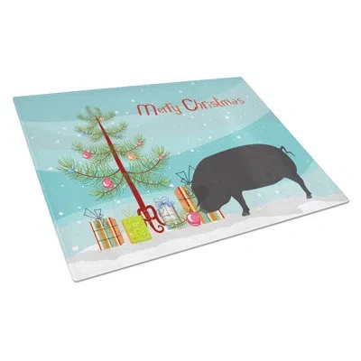 Caroline's Treasures Tempered Glass Devon Large Pig Christmas Cutting Board