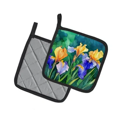 Caroline's Treasures Tennessee Iris In Watercolor Pair Of Pot Holders In Multi
