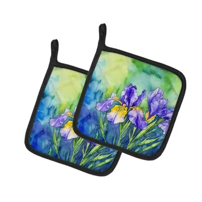 Caroline's Treasures Tennessee Iris In Watercolor Pair Of Pot Holders In Multi