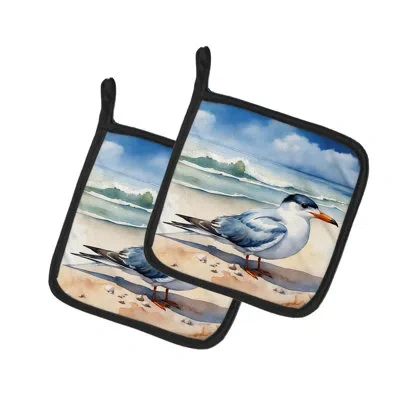 Caroline's Treasures Tern Resting Pair Of Pot Holders In Multicolor