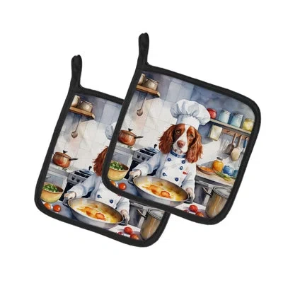 Caroline's Treasures The Dog Chef Polyester Potholder Set In Multicolor