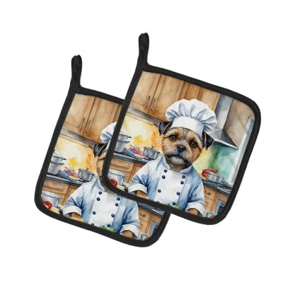 Caroline's Treasures The Dog Chef Polyester Potholder Set In Multicolor