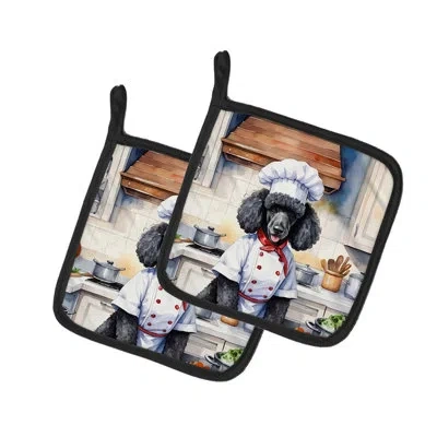 Caroline's Treasures The Dog Chef Polyester Potholder Set In Multicolor