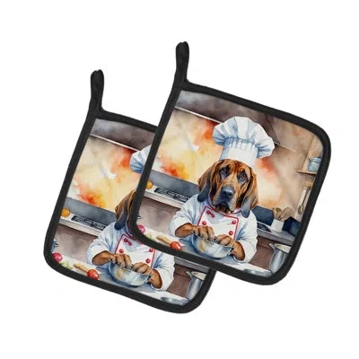 Caroline's Treasures The Dog Chef Polyester Potholder Set In Multicolor