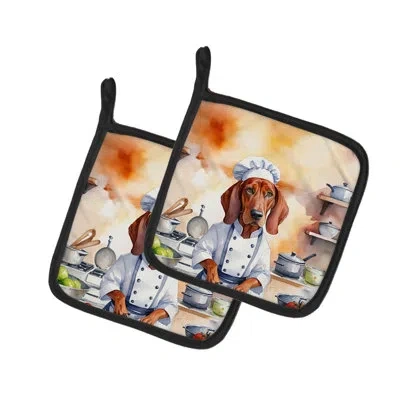 Caroline's Treasures The Dog Chef Polyester Potholder Set In Multicolor