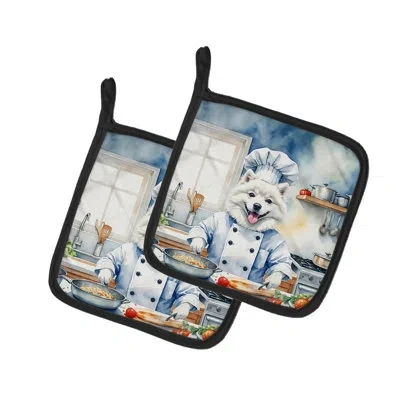 Caroline's Treasures The Dog Chef Polyester Potholder Set In Multicolor