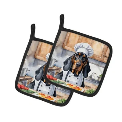 Caroline's Treasures The Dog Chef Polyester Potholder Set In Multicolor