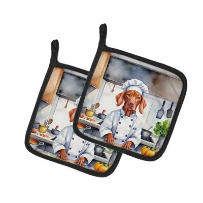 Caroline's Treasures The Dog Chef Polyester Potholder Set In Multicolor